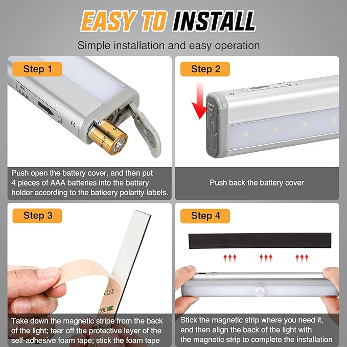 Nilight RV Step Lights 3PCS Motion Sensor Activated LED Bar RV Exterior Lights Battery Operated Wireless Magnetic Stick Strip Lighting for Motorhome Travel Trailers Camper Under Cabinet Step Tent