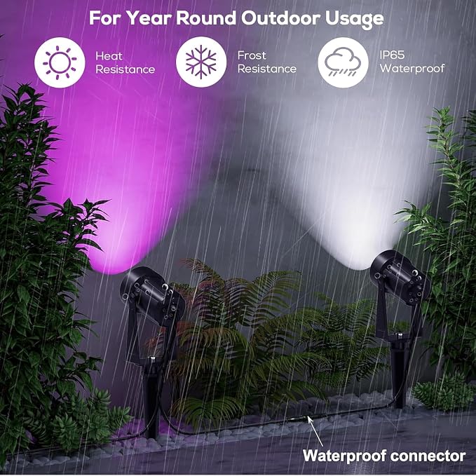 SUNTHIN Outdoor RGBW Landscape Lighting with Remote, Dusk to Dawn, 16 Pack | Color Changing Spot Uplights, IP65 Waterproof, Timed, Dimmable, Extendable, Low voltage