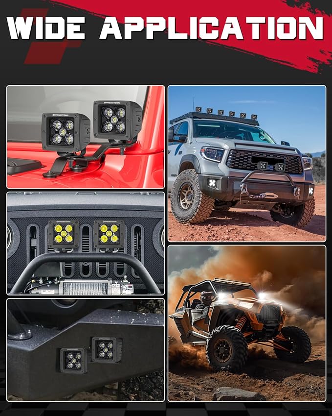 OFFROADTOWN LED Cubes, 4PCS 3 Inch 200W CREE LED Pods Spot Offroad Driving Lights 3x3 LED Cube Light Ditch Fog Lights for Truck Pickup UTV ATV SUV Boat 4x4 Car