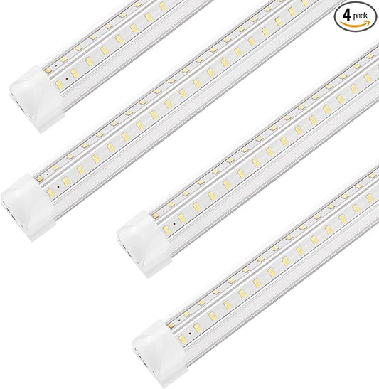 Led Shop Lights, 4FT LED Light 50W 6500K 7000LM Daylight,Led Garage Light,Linkable Clear Cover Integrated V-Shape for Garage Warehouse Workbench Workshop(4-Pack)