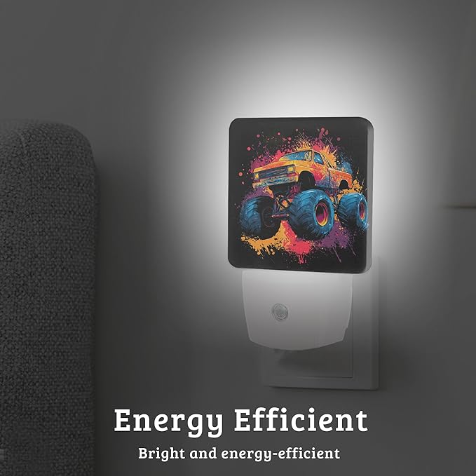 Trucks Night Light Plug Into Wall with Dusk to Dawn Sensor Wall Lamp, LED Nightlights for Bedroom, Bathroom, Kitchen, Hallway, Room Decorative for Boys Girls Women Men Gifts