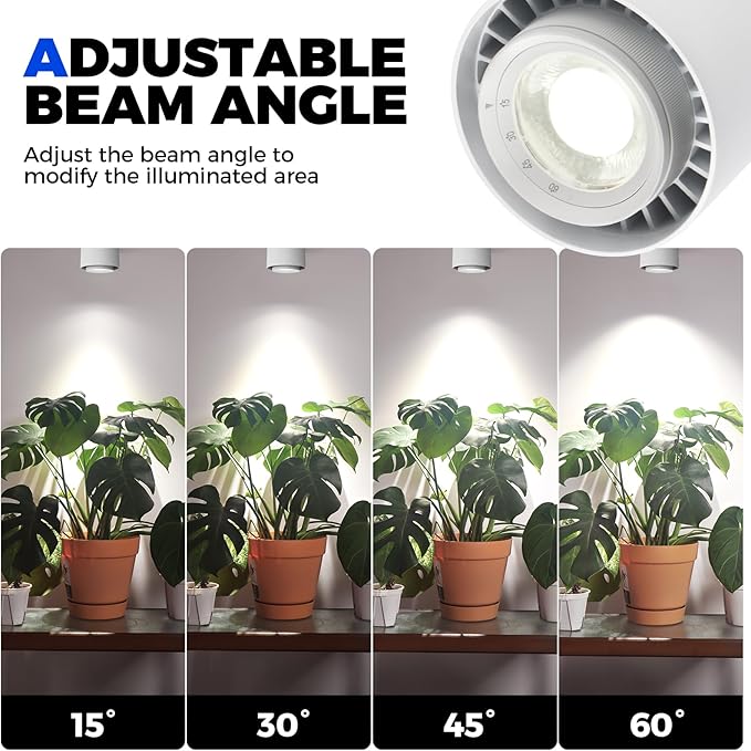 Barrina TR40c Track Grow Light for Indoor Plants, 3 x 40W, 5000K Full Spectrum Ceiling Grow Lamp with Adjustable Beam Angle, with Timer for Growing Plants, 3-Head H-Type Track Light System