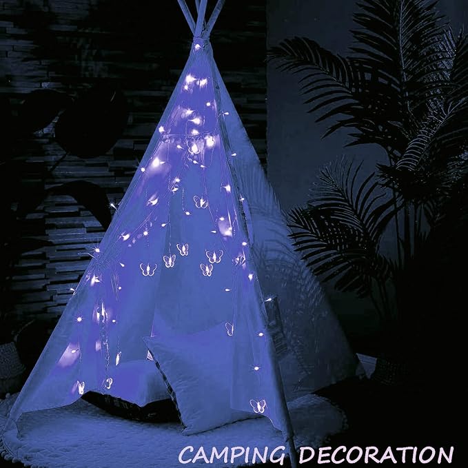 Butterfly Curtain Fairy Lights USB Plug in,8 Modes 120 LED 20FT Firefly Twinkle Timer String Lights with Remote, Waterproof Copper Wire for Bedroom Patio Christmas Wedding Party (Cool White)