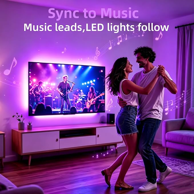 MORIACC LED Lights for TV, 13.1ft Behind TV Backlight for 32-65 Inch TV, Music Sync Strip Lights with APP and Remote Control, USB Powered for Gaming Bedroom Home Decor