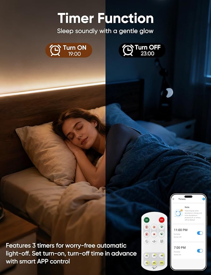 COB LED Strip Lights 4000K Natural White Music Sync Bluetooth LED Lights with DC24V Adapter Remote Smart App Control 16.4ft/5m CRI90+ Touchable LED Rope Lights for Bedroom Kitchen DIY Decor