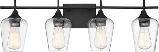 Savoy Essentials 8-4030-4-13 Octave Bohemian Clear Glass Bathroom Vanity Wall Light, 4-Light 240 Total Watts, 10" H x 29" W, English Bronze