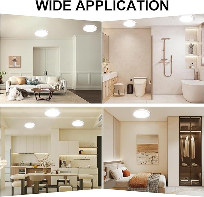 4Pack LED Flush Mount Ceiling Light: 12 inch Super Slim Dimmable & 5CCT (2700-6000K) Kitchen Lighting Fixtures Ceiling - 24W White Low Profile Ceiling Lamp for Bedroom Garage Hallway