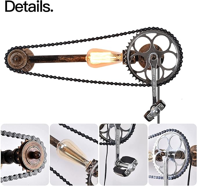Farmhouse Rustic Wall Decor light With E26 Base Edison Retro Industrial Style Vintage Wall Lamp With 5.9Ft Wire Adjustable Plug in Cord Wall Lanterns For Farmhouse living Room Wall Decor (Bicycle)
