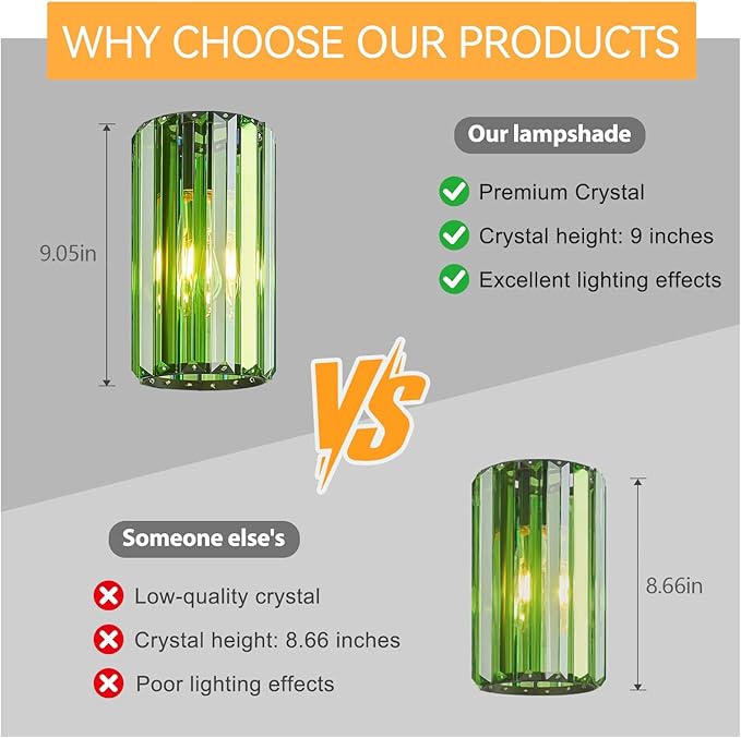 Modern Crystal Pendant Light Mini Dark Green Chandeliers Adjustable Pendant Lights Fixture for Kitchen Island Dinning Room Corridor Bedroom(Dark Green 2-Pack)