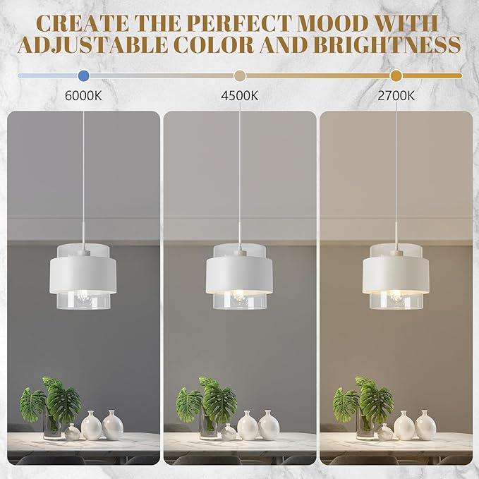 9.8" Modern Pendant Lights Kitchen Island, Industrial Pendant Lighting with Durable Metal Shades, Adjustable Hanging Light Fixtures for Kitchen Island Living Room Hallway,2 Pack