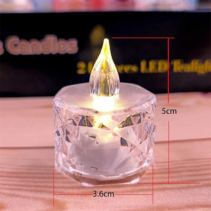 12pack LED Crystal Candle Light Table Centrepiece Flameless Candles Transparent Small Tea Wax Birthday Proposal INS Desktop Decoration Create Atmosphere Smokeless Candles Tea Lights