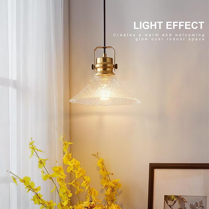 Glass Pendant Lights Kitchen Island 3 Pack Pendant Light Fixtures with Wave Glass Modern Adjustable Hanging Light for Kitchen Sink Dining Room Bedroom