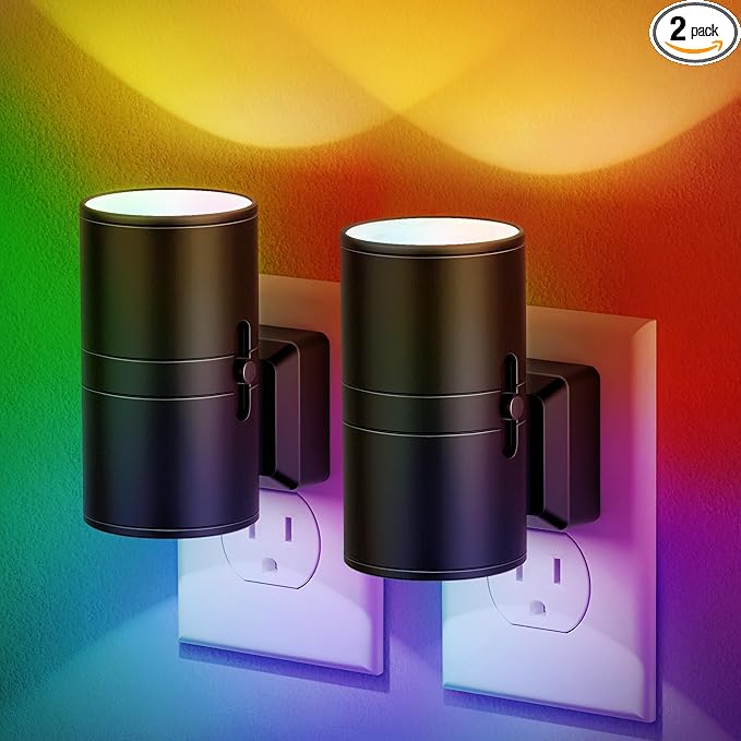 JandCase Color Night Light, LED Night Lights Plug into Wall, Color Changing Nightlight RGB with Light Sensor,Kids Gifts, Halloween, Christmas, Holiday, Hallway Bedroom Kids Room, 2 Pack