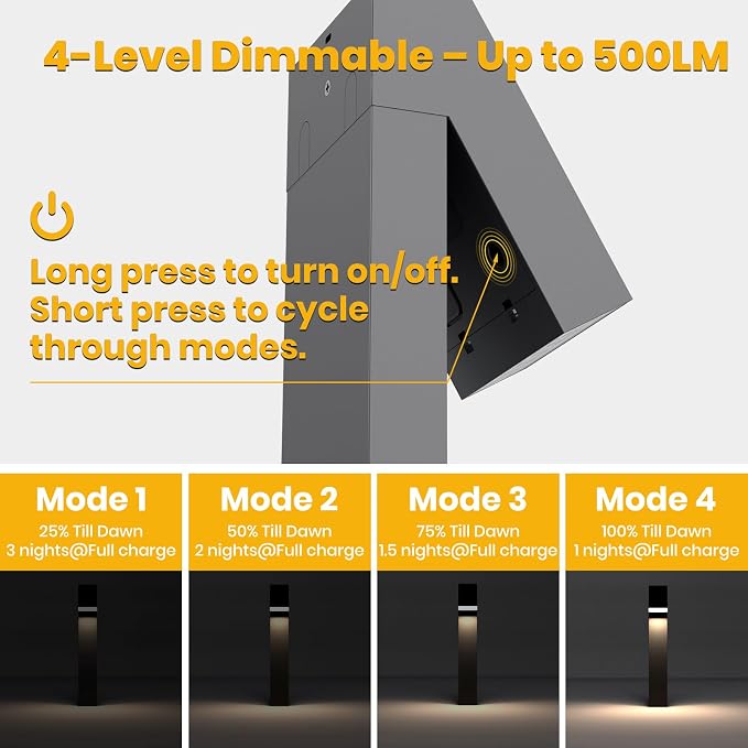 SOTTLOT Solar Pathway Lights, 3000K Metal Solar Landscape Lights Outdoor | 4 Working Modes, 500LM Solar Path Lights, IP65 Waterproof Solar Walkway Light for Outside Garden Yard Patio Lawn Decor, 2pcs