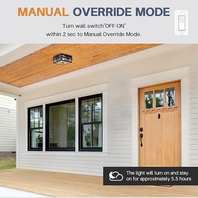 Upgraded Motion Sensor Outdoor Ceiling Light,outdoor flush mount porch light with Adjustable sensor, Dusk to Dawn 2-Light Outdoor Light Fixture Ceiling Mount with Clear Glass for Porch Garage Patio