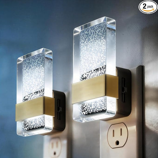 DORESshop LED Night Lights Plug into Wall, [2 Pack] 0-100LM Dimmable Nightlight, Bubble Decorative Night Light, Dusk to Dawn Sensor, Wall Sconce-Style Design Nightlights for Bathroom, Hallway, 5000K