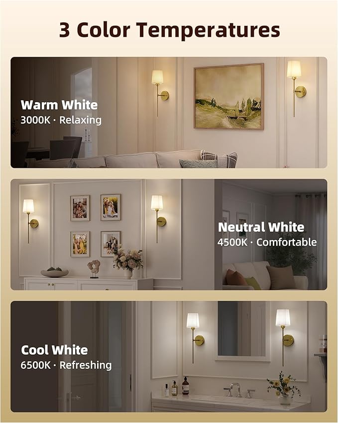 EZVALO Battery Operated Wall Sconces Set of 2, 7500mAh, RGB, Rechargeable Wall Lights with Remote, Dimmable, Magnetic Bulbs, No-Wiring Installation, Wireless Wall Lamps for Bedroom, Living Room