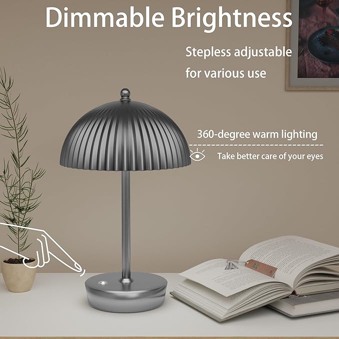 Tripod Table Lamp, Small Cute Bedside Lamp with Linen Beige Lampshade, Nightstand Lamp for Nursery, Bedroom, Kid Room, Living Room, Light Brown Wooden Base