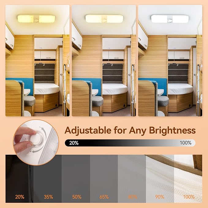 LILTSDRAE RV Lights Interior 1700LM，3 Color 12V Volt Led Light, Super Bright 120 LEDs Dome Light Fixture for RV Accessories/Camper/Car/Trailer/Boat(Crystal Finish/(Cold +Warm+Natural Light) 2PCS)