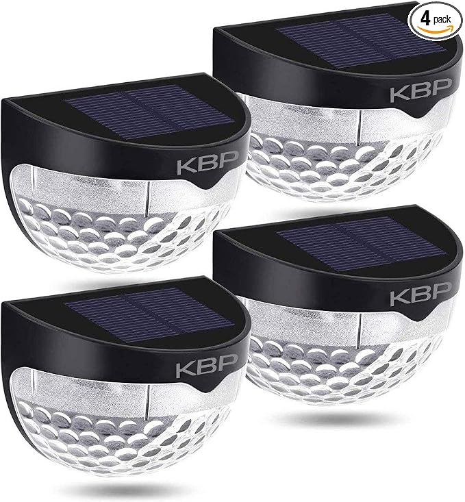 KBP Solar Fence Lights Outdoor Decorative Garden Lights Waterproof Wall Lights for Patio, Yard, Stairway (Black)