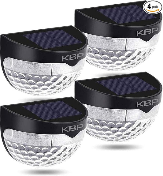 KBP Solar Fence Lights Outdoor Decorative Garden Lights Waterproof Wall Lights for Patio, Yard, Stairway (Black)
