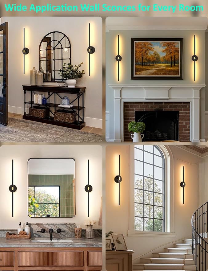 Battery Operated Wall Sconces Set of 2: 10000mAh Rechargeable Wall Lights for Living Room, Dimmable LED Wireless Wall Lamp 360° Rotate Modern Home Decor for Bedroom Hallway Picture Lighting Bathroom