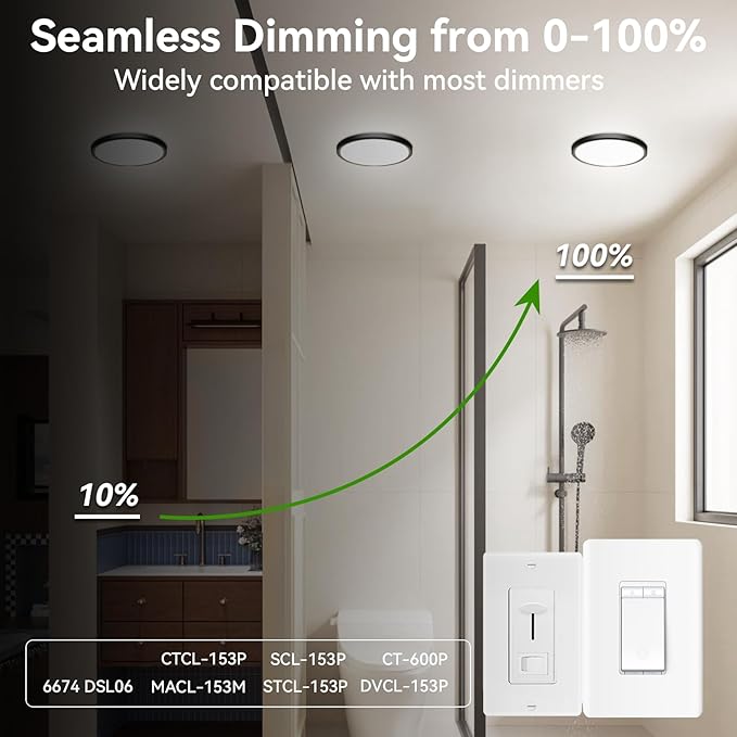 LED Ceiling Light, 2800LM Super Bright 9 Inch Led Flush Mount Ceiling Light 3000K/4500K/6000K 3CCT Dimmable for Kitchen,Bedroom,Living Room (1 Pack, Black)…