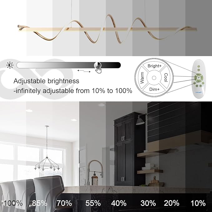 47.24" Gold Modern Chandelier for Dining Room Over Table,Gold Modern Led Pendant Light Kitchen Island Lighting Dimmable Modern Dining Room Light Fixture Creative Snake-Shaped Twist Design