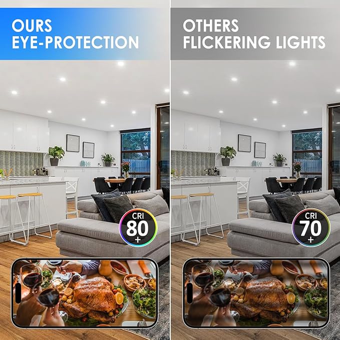 ANWIO Recessed Lighting 4 Inch, 16 Pack 5CCT Flat Retrofit LED Recessed Lights Can Needs, 2700/3000/4000/5000/6000K Selectable Can Lights 7W(85W Equivalent) CRI 80+ Dimmable E26 Base IC Rated & ETL