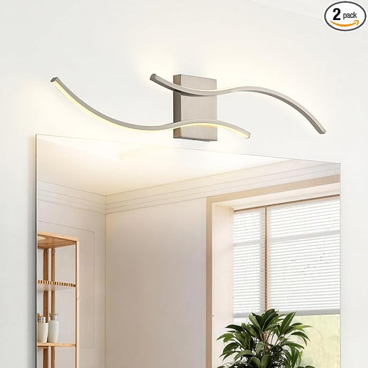 KARTOOSH 2 Pack Brushed Nickel Bathroom Vanity Lights Fixtures Over Mirror Hardwired 3CCT Dimmable Modern Wall Lights for Mirror Kitchen Living Room Cabinet Porch Hallway, 31.5 Inch