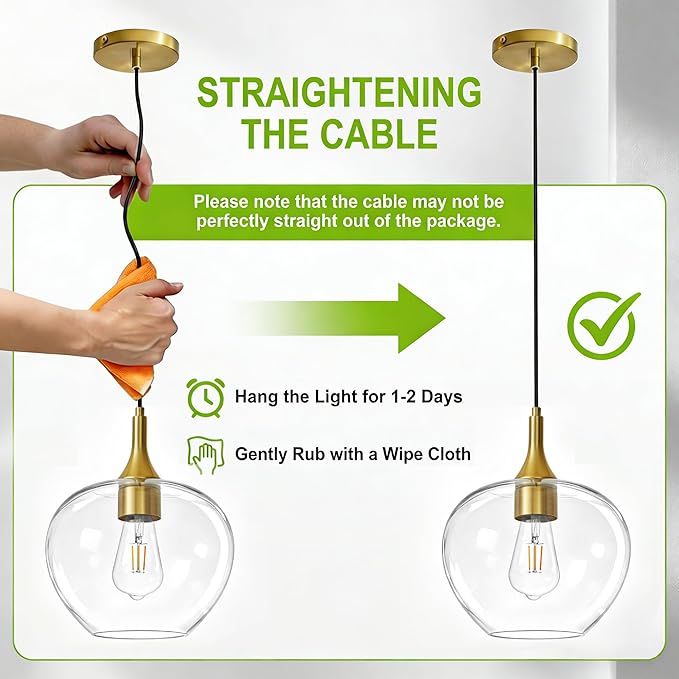 Glass Pendant Lights Kitchen Island, 9.45'' Brass Gold Pendant Lighting Fixtures, Modern Hanging Ceiling Light with Clear Glass Shade for Farmhouse Dining Room Bedroom Hallway(1 Pack)