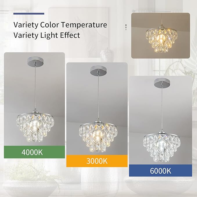 Modern Crystal Chandelier Light Fixtures, Mini Crystal Chandelier Ceiling Light Small, Raindrop Pendant Lighting, Chrome Ceiling Lamp Hanging Lights for Bedroom Bathroom Closet Hallway Kitchen Island