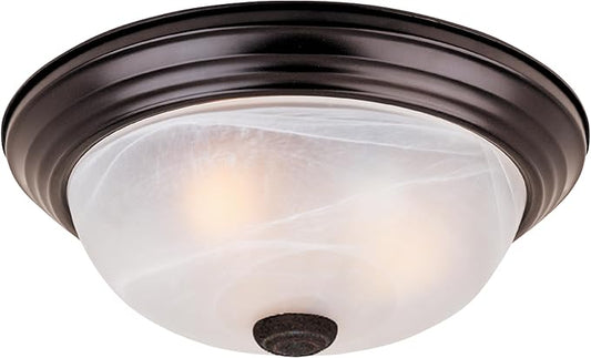 Designers Fountain 13 inch, Modern 2-Light Flush Mount Ceiling Light Fixture, Alabaster Glass Shade, for Bedroom, Hallway, Indoor Room Lighting, Durable Steel, Easy Install, Bronze, 1257M-ORB-AL