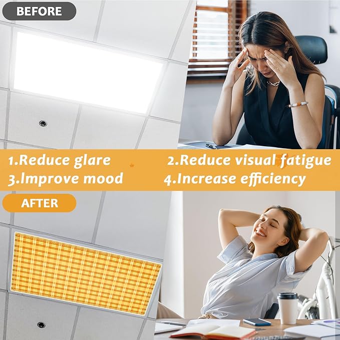 QOUBAI 6PCS Fluorescent Light Covers, 4x2 Feet Magnetic Light Cover Fluorescent Lights Shade Panel Positive Inspirational Ceiling Lights Filters for Office Classroom Home Drop Ceiling Fall