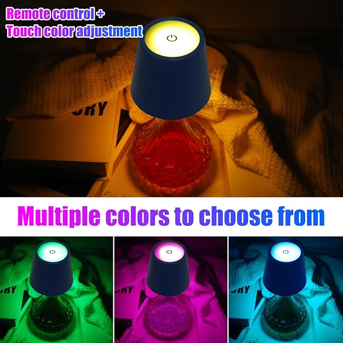Wireless Bottle Lamp with Remote Control, Rechargeable RGB Wine Bottle with 3Modes Light Dimming, Waterproof Touch Lamp Head for Room, Bar, Restaurant and Party Decorations(Blue RGB)