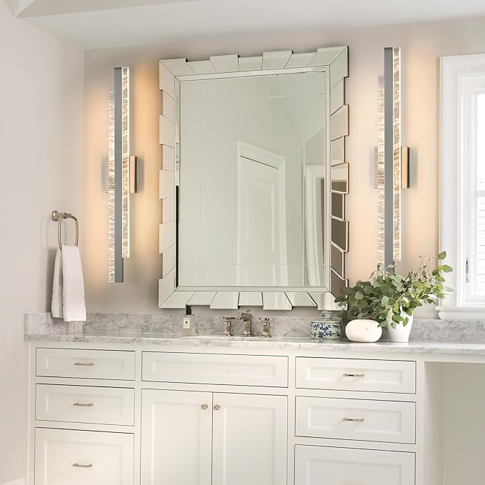Modern Bathroom Vanity Light: Brushed Nickel 32 inch 28W Dimmable LED Bath Bar Light Fixtures Over Mirror - Wall Sconce Picture Lights for Powder Room Bedroom 3000k