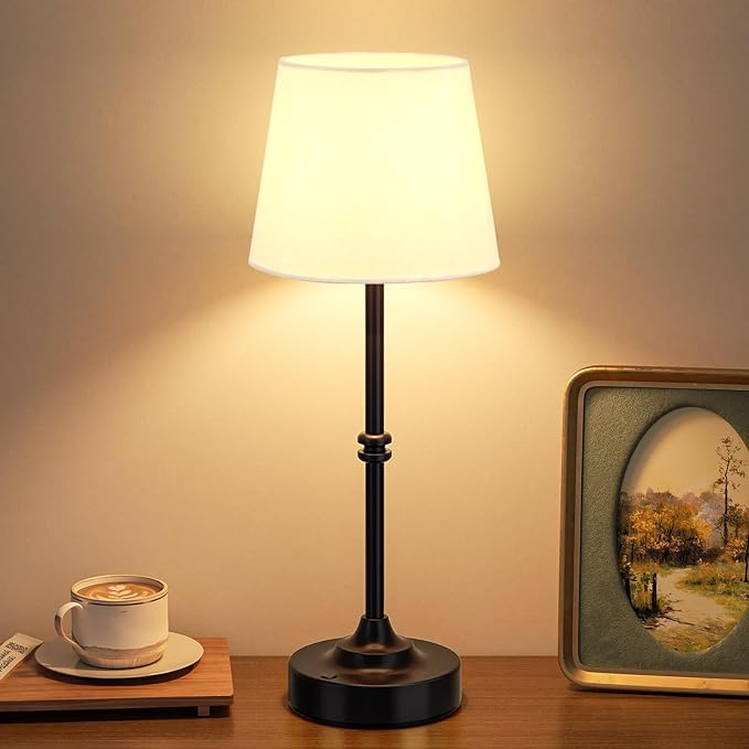 Kakanuo Rechargeable Cordless Table Lamp Black - 1 Pack 4000mAh Battery Operated Lamp, 3000K Warm Light, Touch Control Stepless Dimming, for Bedside, Dining Table, Home Decor