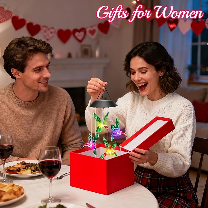 Gifts for Grandma Mom Nana Wife Sister, Mother Birthday Gardening Hummingbird Gifts for Women, Winzwon Wind Chimes Solar Lights Outdoor Decor for Garden Patio Yard Porch