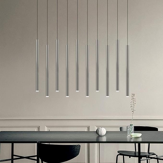 CANALIS 10 Mini Pendant Lighting Nickel - LED Hanging Light Fixture for Kitchen Island, Bar, Foyer - Cluster Pendants - Dimmable, Adjustable Wire, Lamp Bulb Included