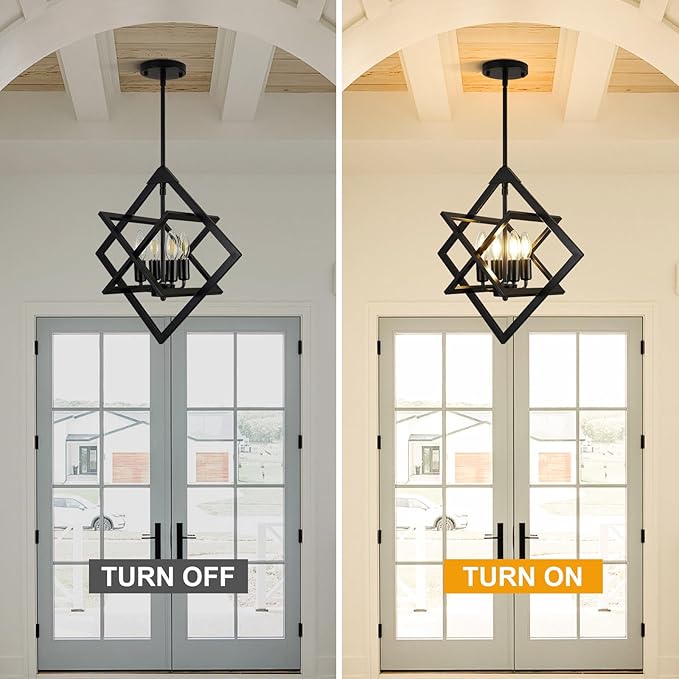 2 Pack Modern Pendant Lights Kitchen Island (18", 4-Light), Matte Black Pendant Light Fixtures, Farmhouse Chandelier Kitchen Island Lighting, Hanging Pendant Lights Fixture for Kitchen Island Entryway