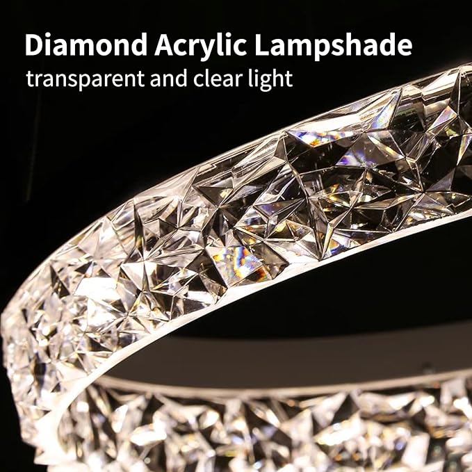 Modern LED Chandelier 1 Ring 19.7in Pendant Lighting for Kitchen Island 50W Dimmable LED Pendant Ceiling Light Black Hanging Light Fixtures with Remote for Kitchen Dining Room Bedroom Living Room