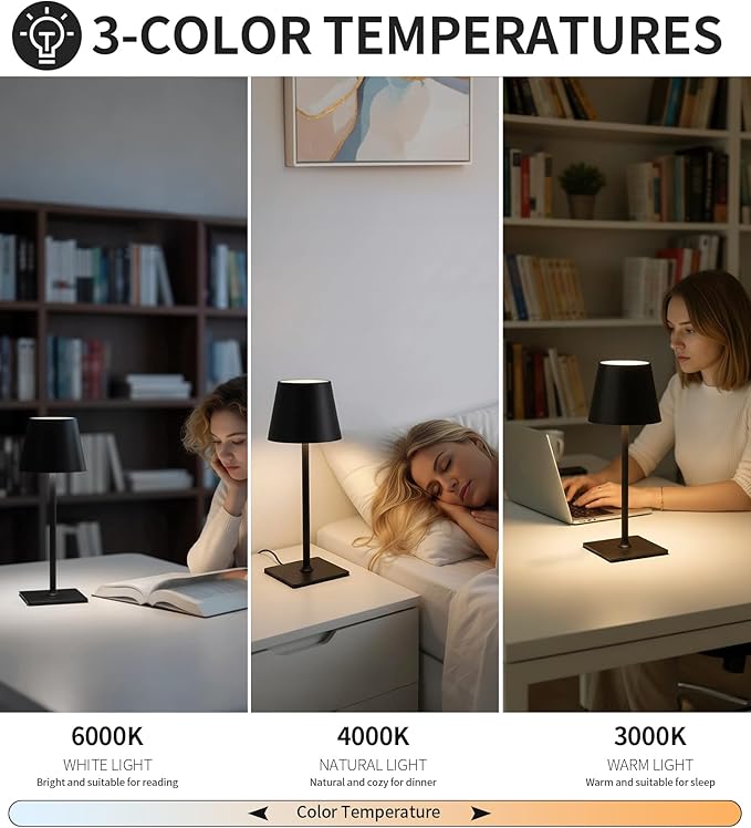 AIHYING 2026 Upgraded 2 Pack Cordless Rechargeable LED Table Lamp with Dimmer 5000mAh Battery Operated Portable Night Light Mother's Day Idea for Mom,Patio Balcony,Outdoor Bedroom