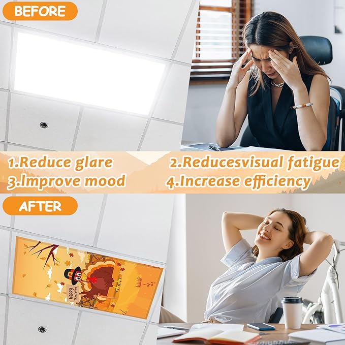 6 Pcs Fluorescent Light Covers with 60 Magnets Fall Animal Decorative for Classroom Ceiling Light 4 x 2 Feet Magnetic Lights Covers Filter for Office Hospitals Home Autumn Classroom Decor(Fall Animal)