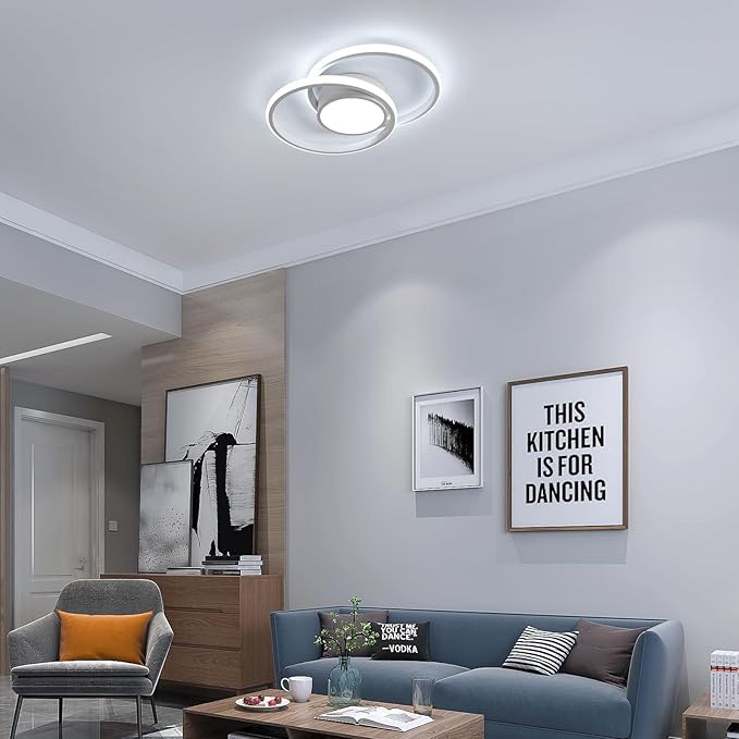 AUA LED Modern Ceiling Light, 39W 6500K Round Ceiling Lights Fixture, 15.7" for Hallway, Kitchen, Bedroom, Dining Room, Entryway, White