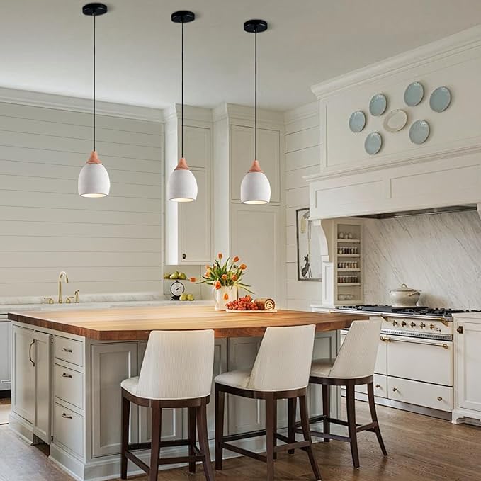Kitchen Island Concrete Pendant Lights with Dimmable LED Suspension Hanging Lamps 5.75In Cement Chandeliers Adjustable Hanging Ceiling Pendant Light for Foyer Bedsid Dining Room (Gray)