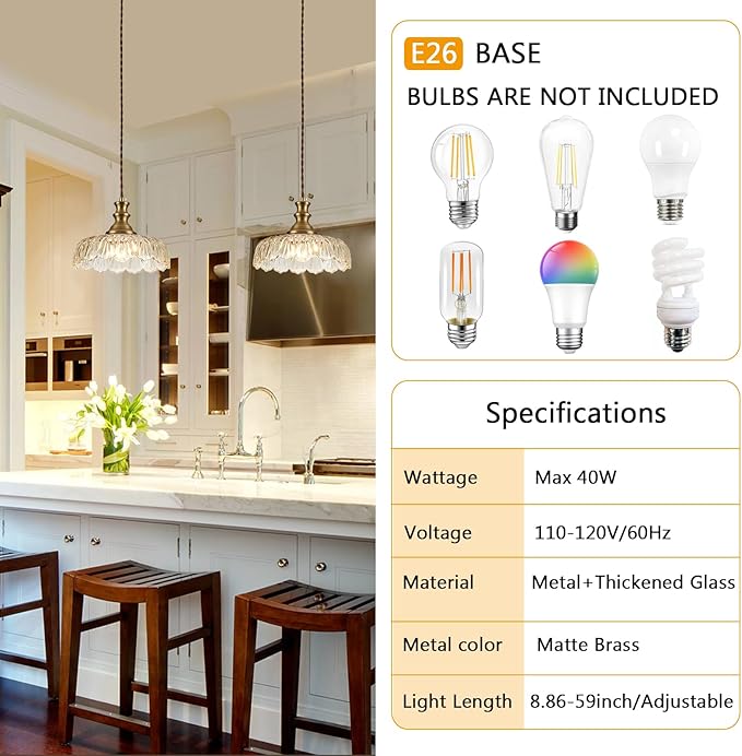 HDDFL Vintage Pendant Lights Fixture Modern Pendant Lighting Fixtures 11.8inch Hanging Lamp for Kitchen Island Bedroom Living Room Hallway