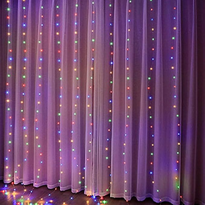 300 LED Curtain String Lights, Fairy Lights with 8 Light Modes, 9.8x9.8Ft Remote USB Plug Fairy String Lights for Christmas, Bedroom, Indoor, Outdoor, Weddings, Party, Camping Decor (Multicolored)