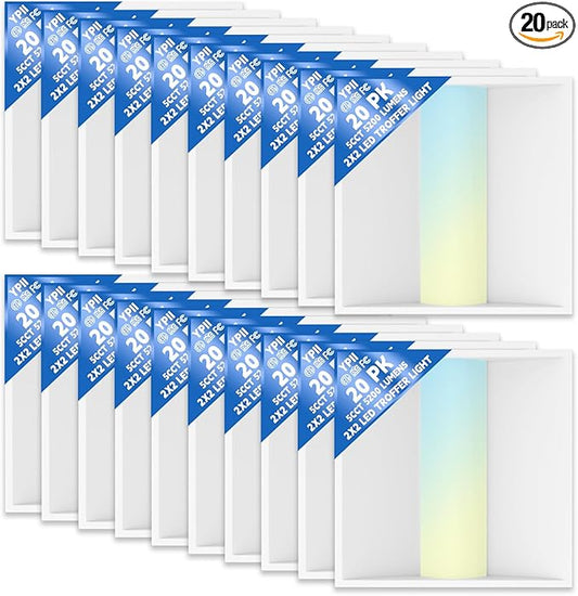 20Pack 2x2 FT LED Center Basket Troffer Light, 5CCT Color Tunable 3000/3500/4000/5000/6500K, Watt Adjustable 40W/35/30/25/20W, 0-10V Dimmable Drop Ceiling Lights, 120-277V-ETL&DLC Qualified