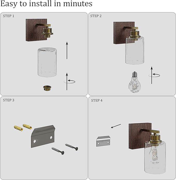 Rechargeable Wall Sconce, Gold & Walnut Battery Operated Wall Sconce Set of 2 with Timer Function, Easy Install Dimmable Wireless Wall Lamps for Living Room, Bedroom, Hallway, Entryway Decor 3000K