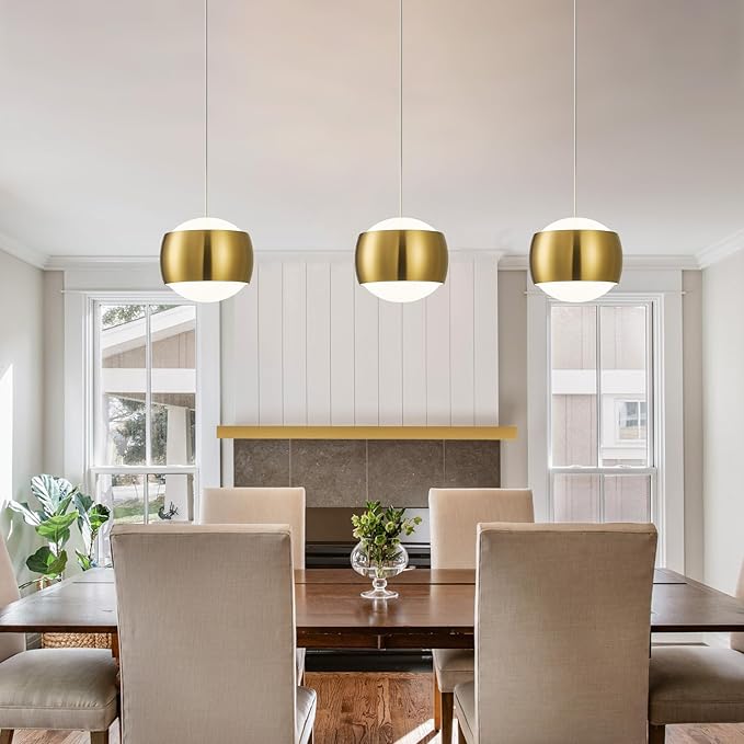 Modern Gold LED Dimmable Pendant Light fixtures,6″ Island Pendant Lighting for Kitchen Island Dinning Room,Bedroom,Bar, Kitchen Island Ceiling Hanging Light Fixtures(gold-1-Pack)
